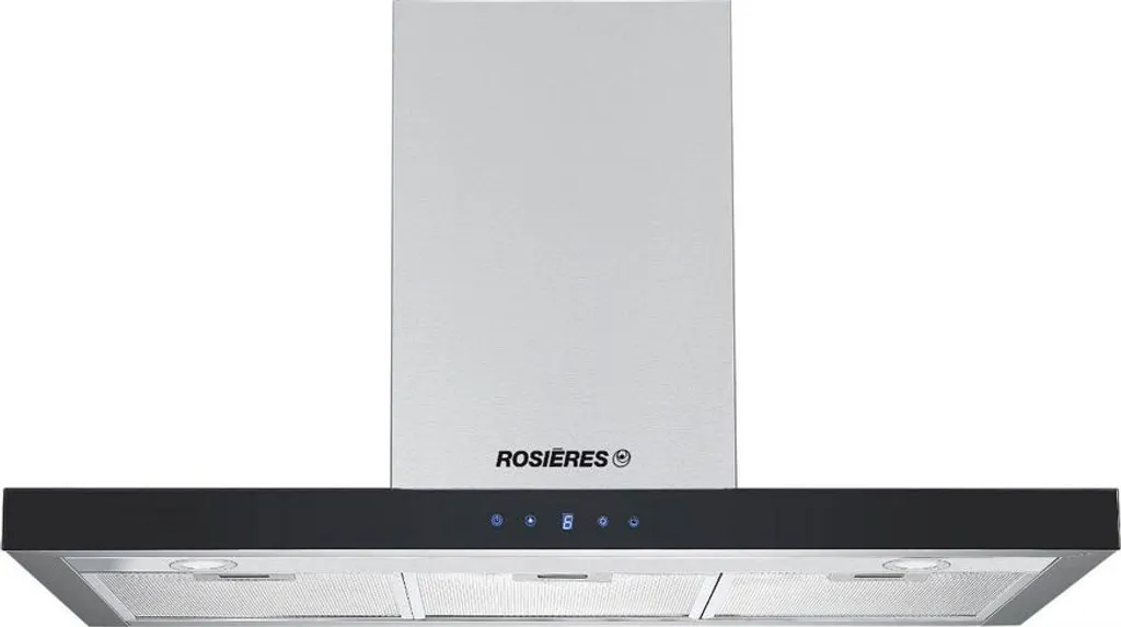 Hotte Rosieres RHP90TX 90cm 504m3/h en Inox et Verre Noir Design