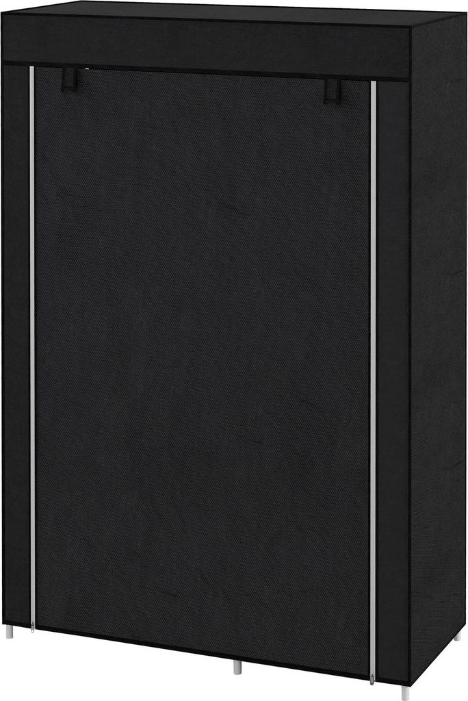 Stoffkleiderschrank 6 Fächer Vliesoptik Faltgarderobe Schwarz 103X43X162,5Cm