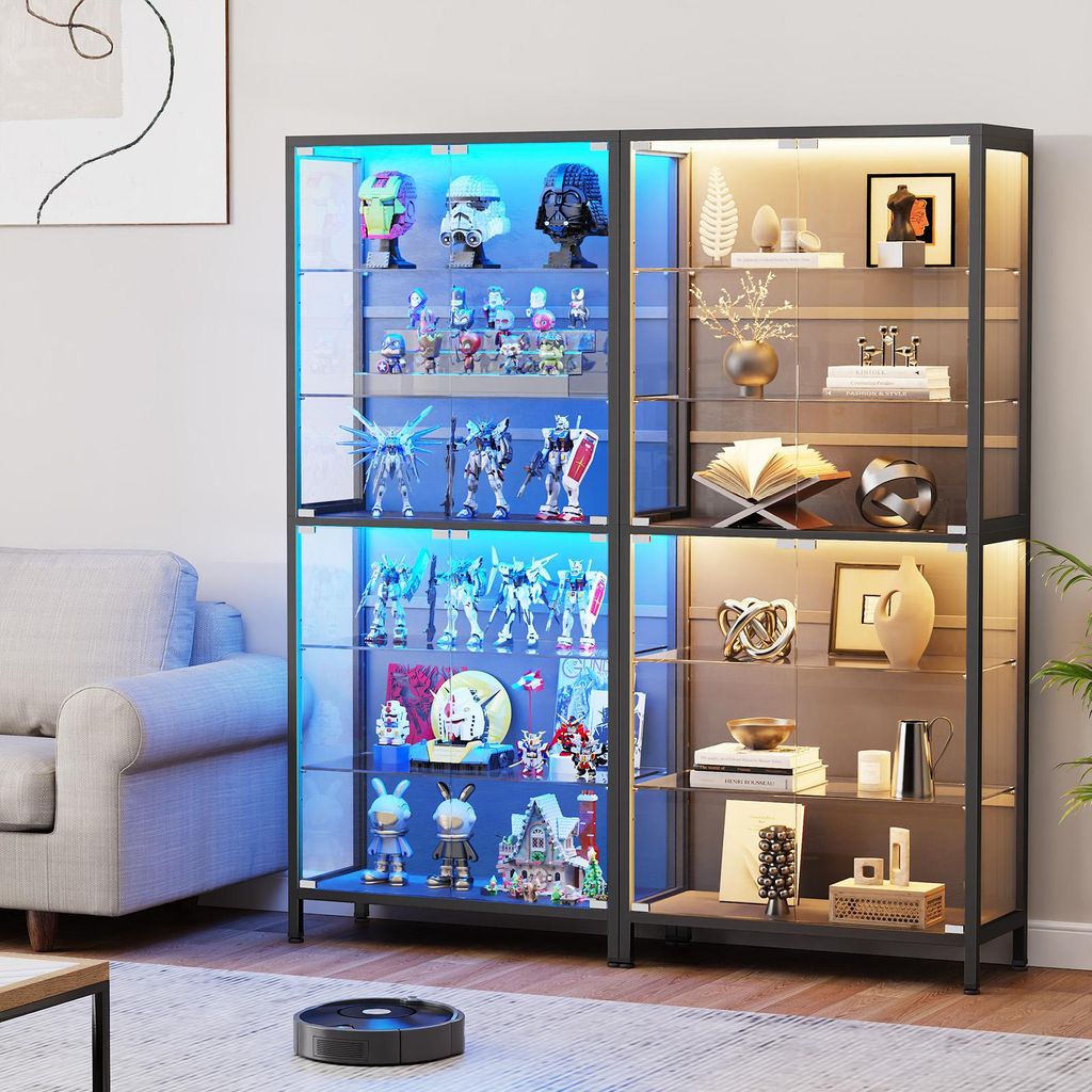 BROTTAR 71,2" Vitrinenschrank Schwarz mit Glastüren, 6 Produktbild 
