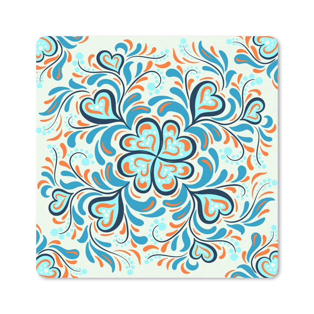 MuchoWow Mauspad Mousepad Vierblättriges Kleeblatt - Herzen - Blau - Muster 30x30 cm - Mousepads - Maus Mat - Pad - Mausunterlage - Gaming