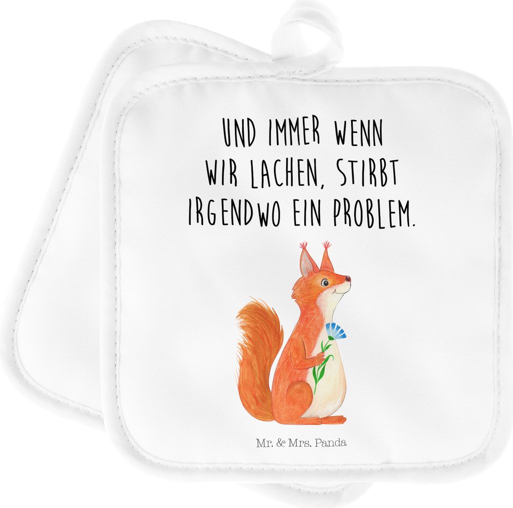 Mr. & Mrs. Panda Topfuntersetzer Eichhörnchen Blume - Geschenk, Topflappen Set, Ofenlappen, Motivation Sprüche, Spaß, Topflappenset, topfhalter,...