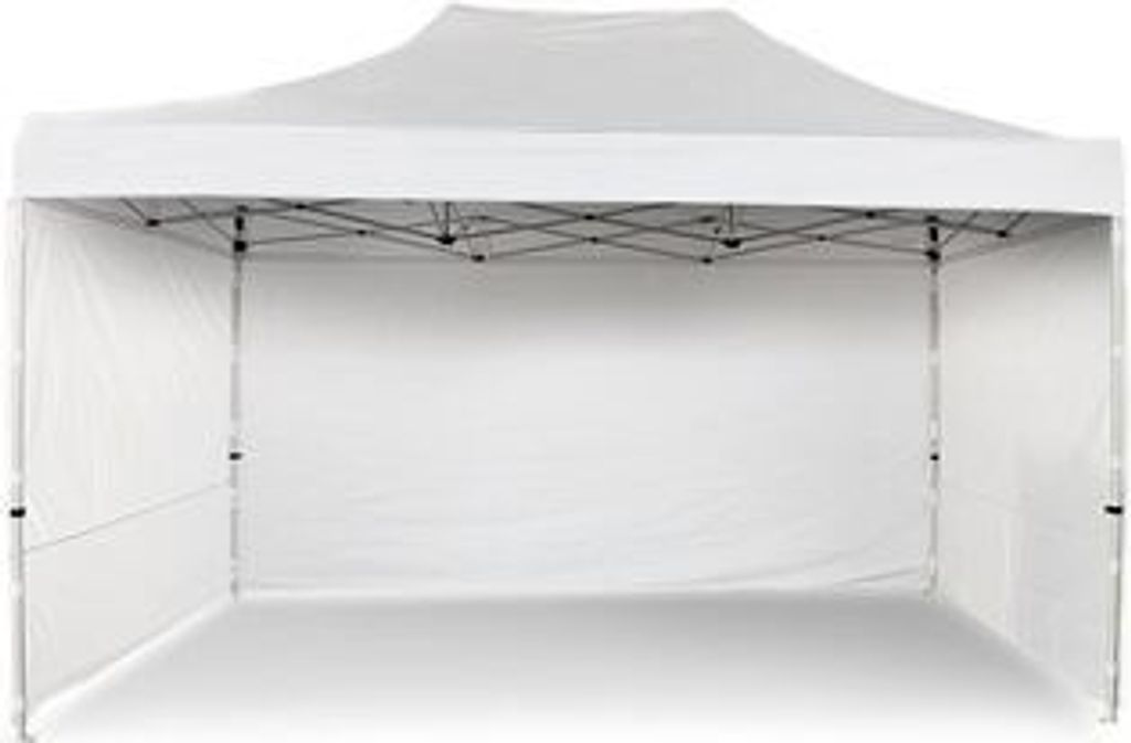 Faltpavillon 3x4,5m Stahl Standard - 4pcs volle Seitenwände - Weiß