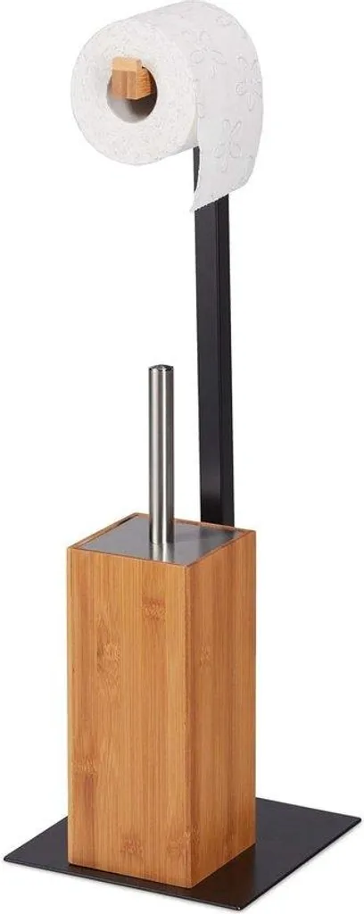 Ensemble WC 2-en-1 en bambou et métal naturel 60 x 20 x 20 cm - SDB01