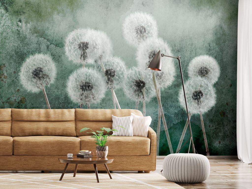 Vlies Fototapete PusteBlumen 400x280 cm Tapeten Wandtapete XXL Blumen wie gemalt Natur Botanik b-C-0848-a-a