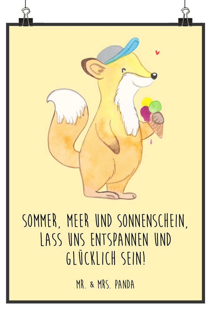 Mr. & Mrs. Panda Bild Sommer Meer Strand DIN A4 - Gelb Pastell - Geschenk, Urlaub Am, Geschenke, Designs, Küste, Sonne genießen, Wanddekoration, ...