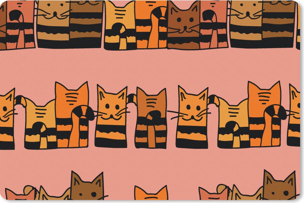 MuchoWow Schreibtischunterlage Katzen - Muster - Tiere - Kinder 60x40 cm - XXL Mauspad - Großes Mauspad