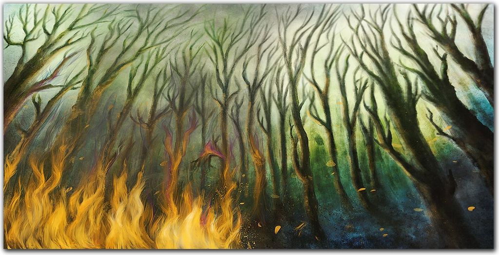 Coloray Bild aus Leinwand 100x50 Leinwand Dekoration - Malerei Baum Waldbrand
