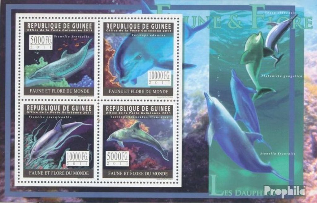 Briefmarken Guinea 2011 Mi 8324-8327 Kleinbogen (kompl. Ausgabe) postfrisch Delfine