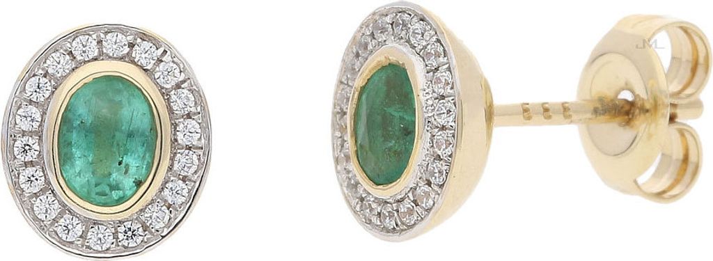 JuwelmaLux Ohrstecker 333 Gold mit Smaragd und Zirkonia JL10-06-2663