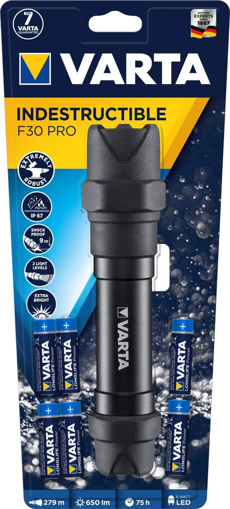 VARTA Taschenlampe "Indestructible F30 Pro" inkl. 6x AA