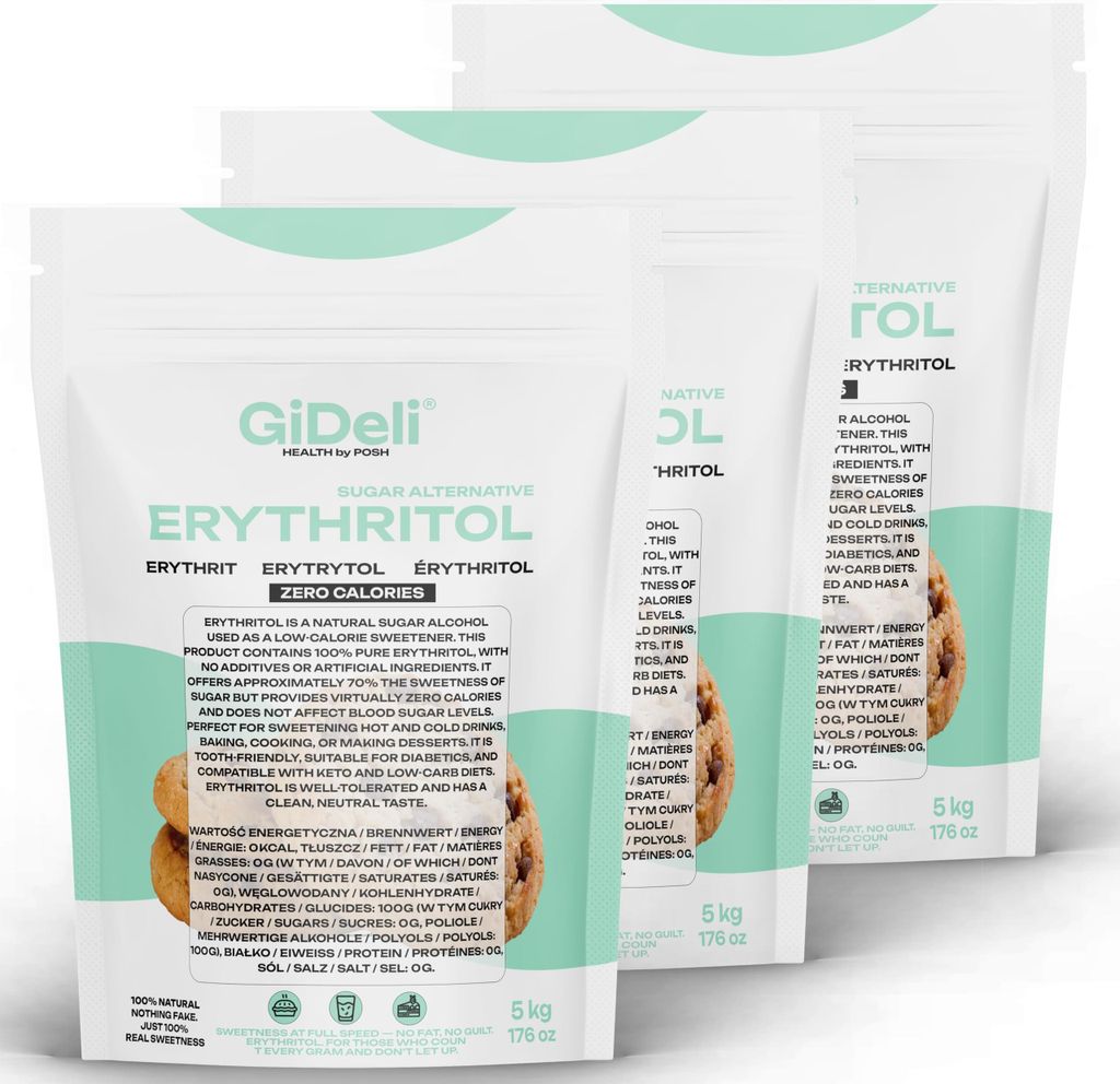 GiDeli Erythritol 3x5kg Doypack Zuckerersatz Natürlich Kalorienarm Premium Set