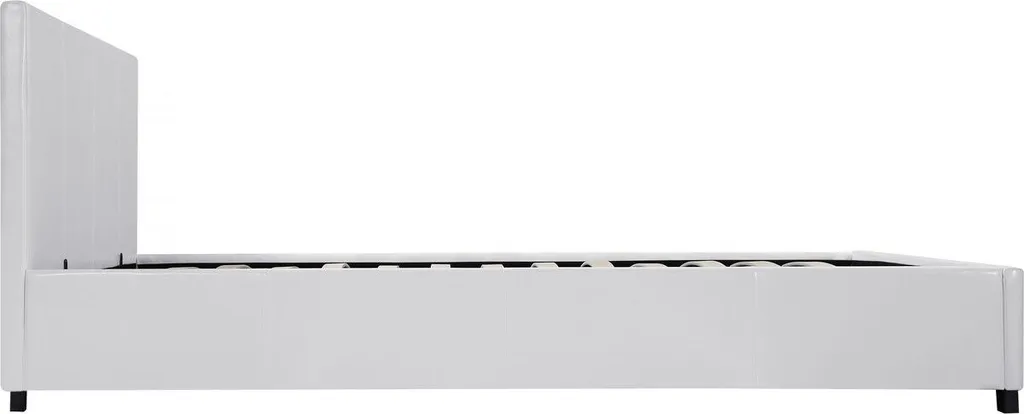 Lit double avec coffre de rangement 160x200 Carla blanc scandinave