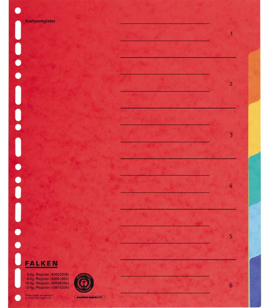 Falken Trennelement - 6 Teile - für A4 (210 x 297 mm) Produktbild 