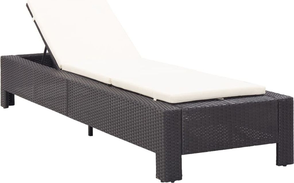 Sonnenliege mit Auflage Schwarz Poly Rattan , Gartenliegen Design 2024