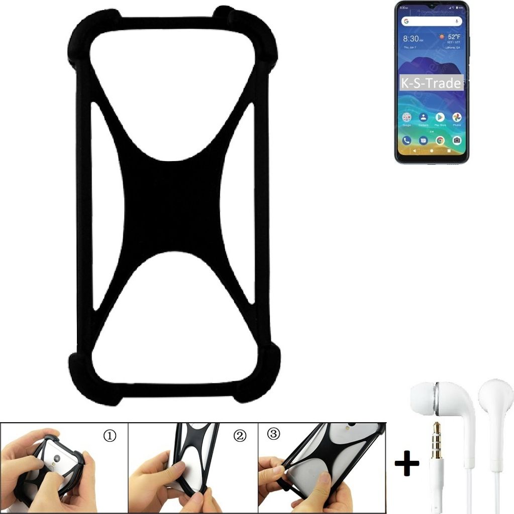 K-S-Trade Handy-Hülle + headphones kompatibel mit ZTE Blade 11 Prime Schutz-Hülle Bumper Silikon Cover Case Silikoncase Silikonbumper TPU Softcase