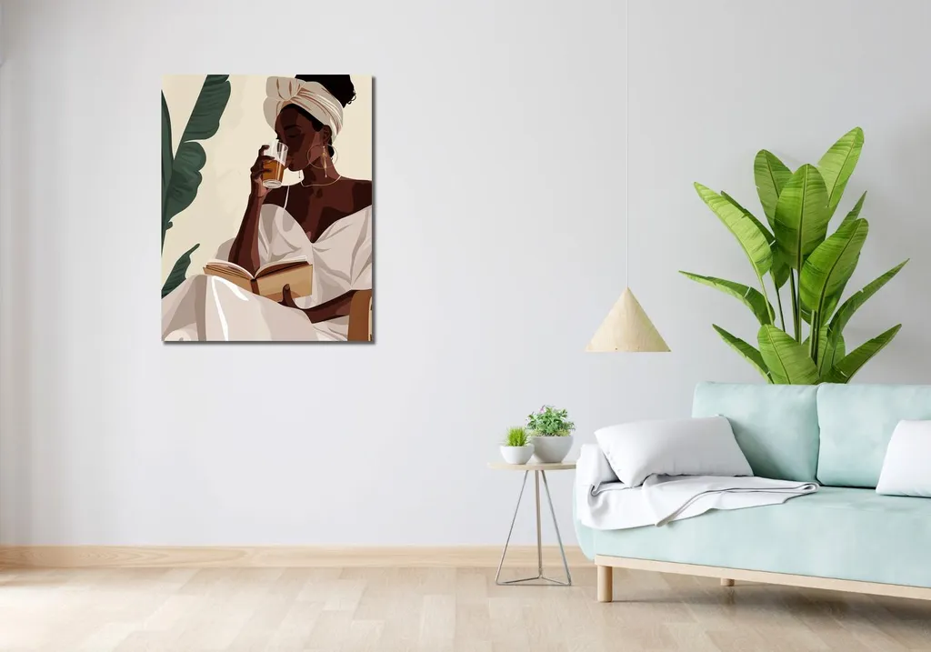 Tableau Moderne 70x90 cm Un Moment avec un Livre - Toile de Qualité