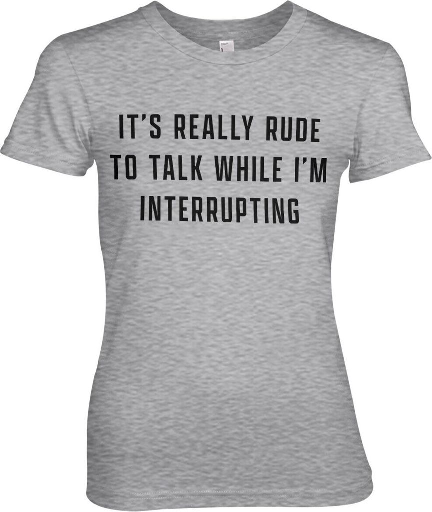 Rude To Talk Girly Tee - Medium - HeatherGrey