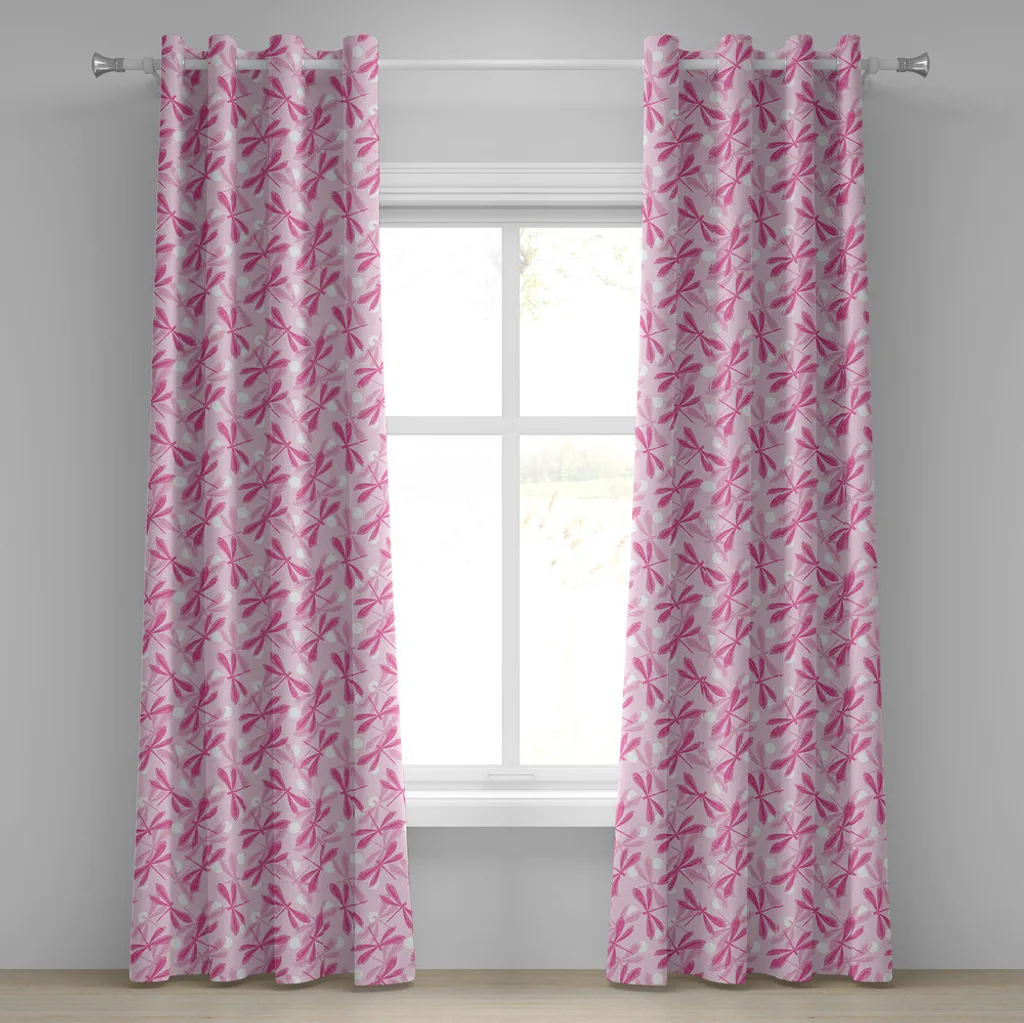 Set 2 Tende ABAKUHAUS Libelle Rosa 280x225 cm Montaggio Rapido
