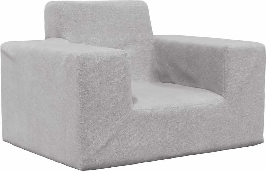 Divano per Bambini Grigio Chiaro in Morbido Peluche Sfoderabile