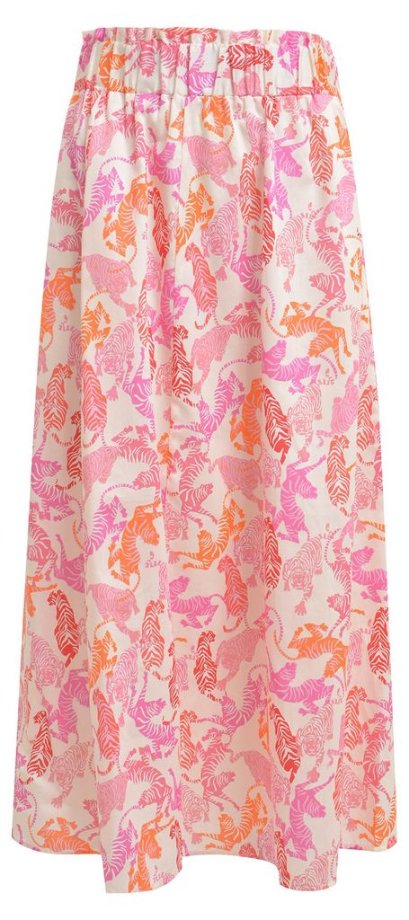 Milano Italy MIDISKIRT W SMOCKED PINK PRINT PINK 40