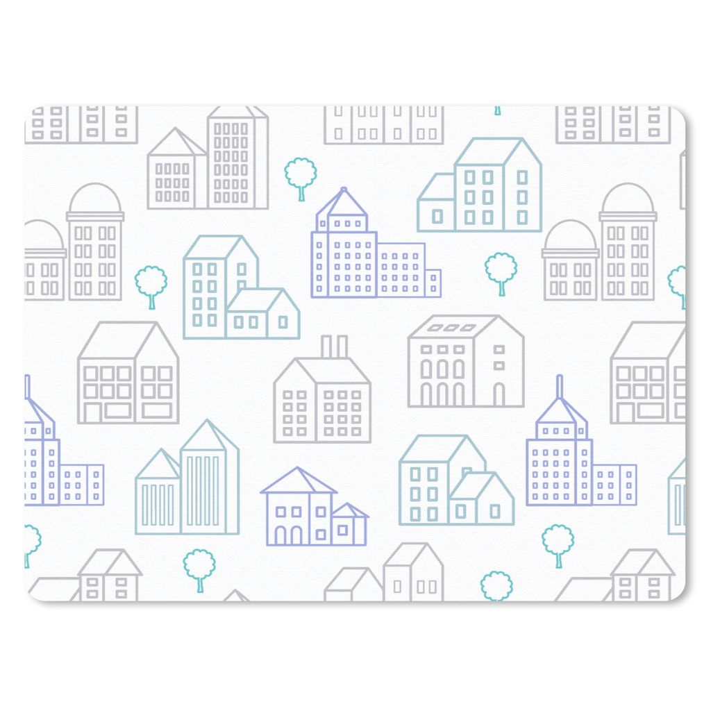 MuchoWow Mauspad Mousepad Skyline - Muster - Haus 23x19 cm - Mousepads - Maus Mat - Pad - Mausunterlage - Schreibtischunterlage - Mauspad