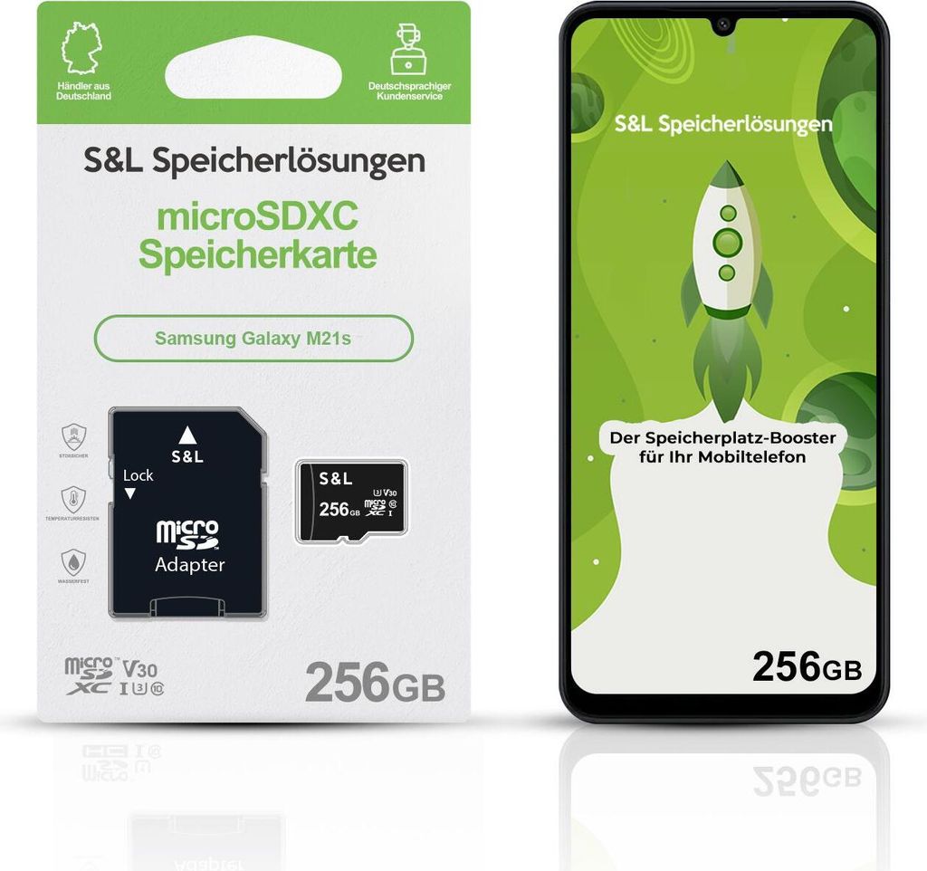 microSD Speicherkarte S&L für Samsung Galaxy M21s - Speicherkapazität: 256 GB