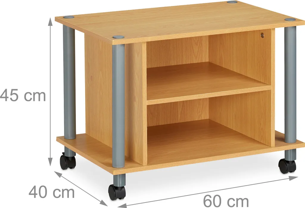 Support TV mobile noir mat avec 2 compartiments et roulettes pivotantes - 4