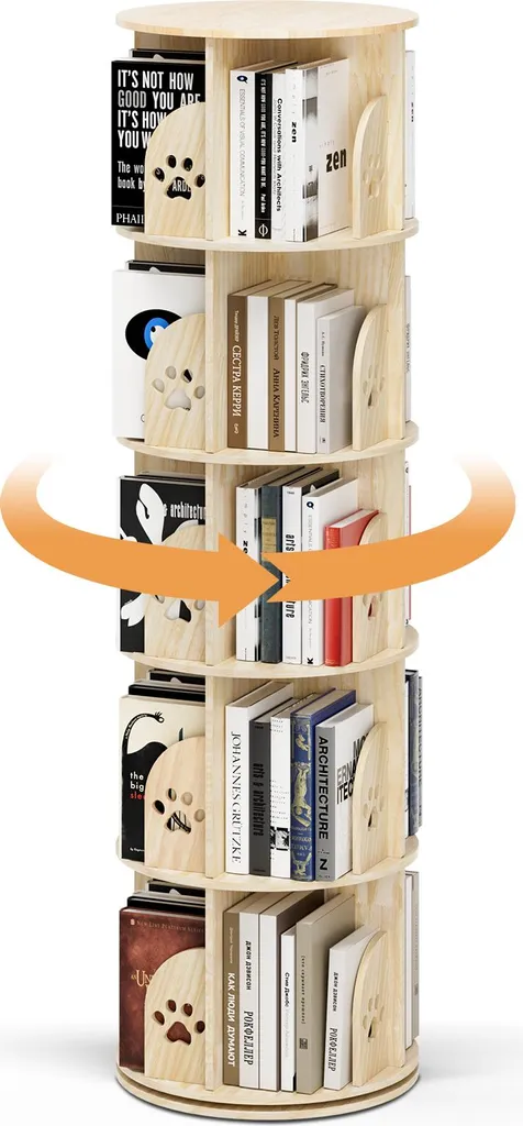 Bibliothèque tournante 360° en bois - Fini le désordre en 160 x 46 cm