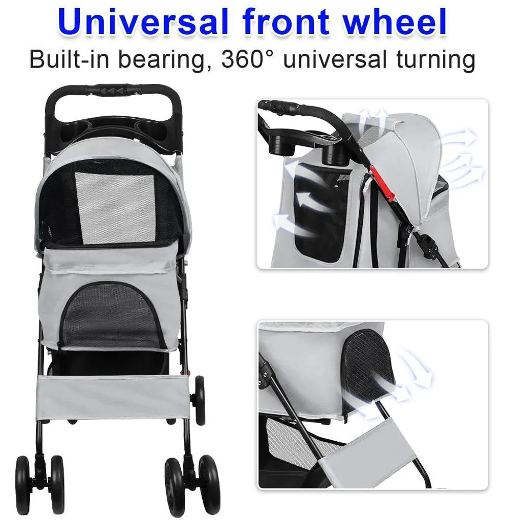 Chariot pour animaux de compagnie pliable avec 4 roues - Modèle 61cm - 4