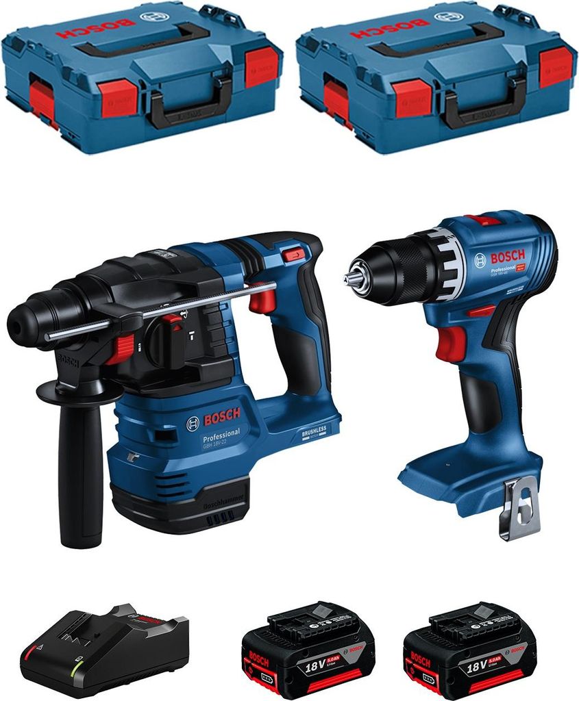 BOSCH Kit BK222 (GBH 18V-22 + GSR 18V-45 + 2 x 5,0 Ah + GAL18V-40 + 2 x L-Boxx 136)
