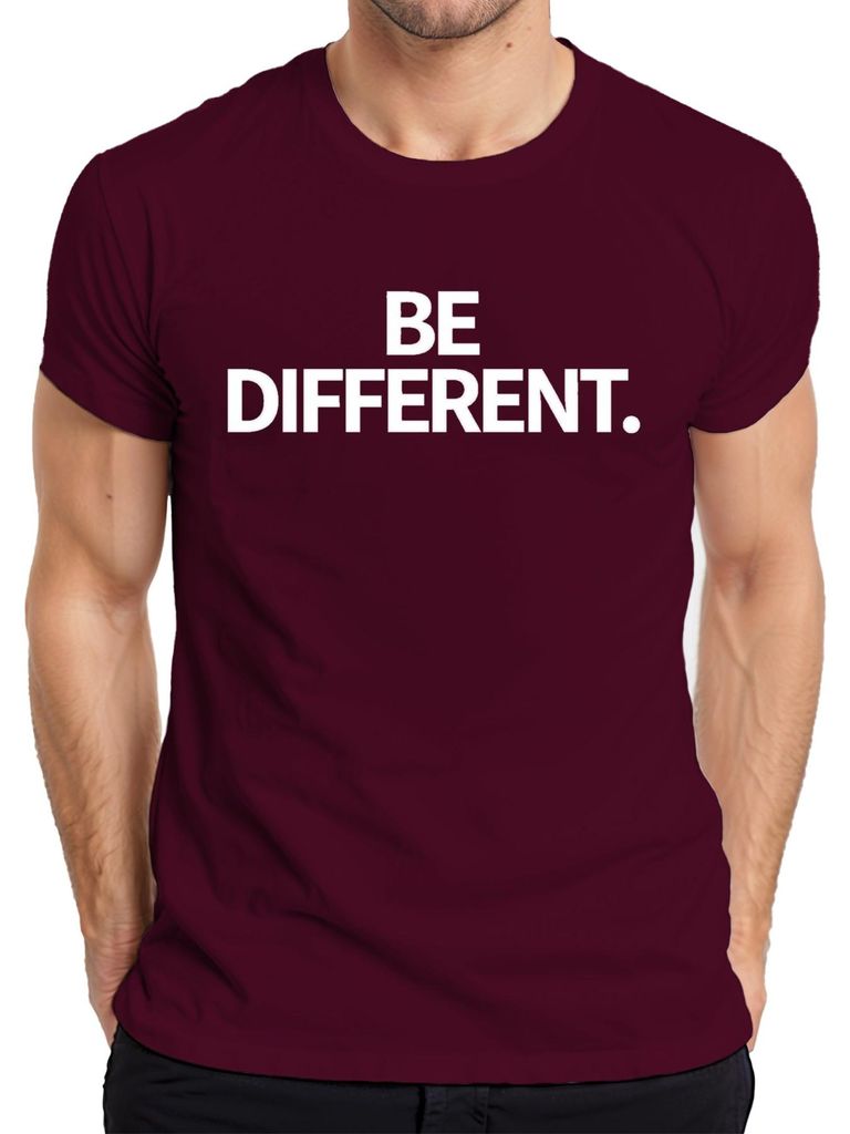 Be Different Statement weißer Text minimalistisch Geschenk Herren T-Shirt, Burgundy, XL