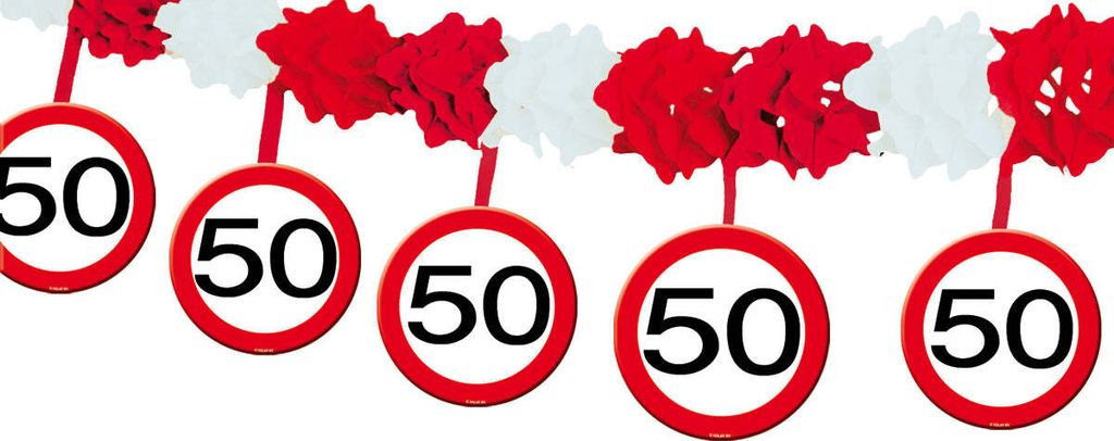 50. Geburtstag Verkehrsschild Girlande Produktbild 