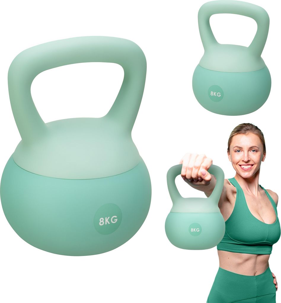 Gymtek Weiche Kettlebell Hantel - 8kg Gewicht - Kugelhantel, Schwunghantel, Kugelgewicht für Home Gym, Fitness, Pilates, Krafttraining