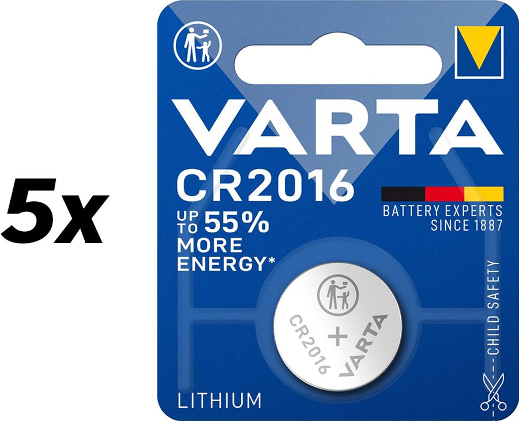 VARTA Lithium Knopfzelle "Electronics" CR2016 5er Pack Produktbild 14