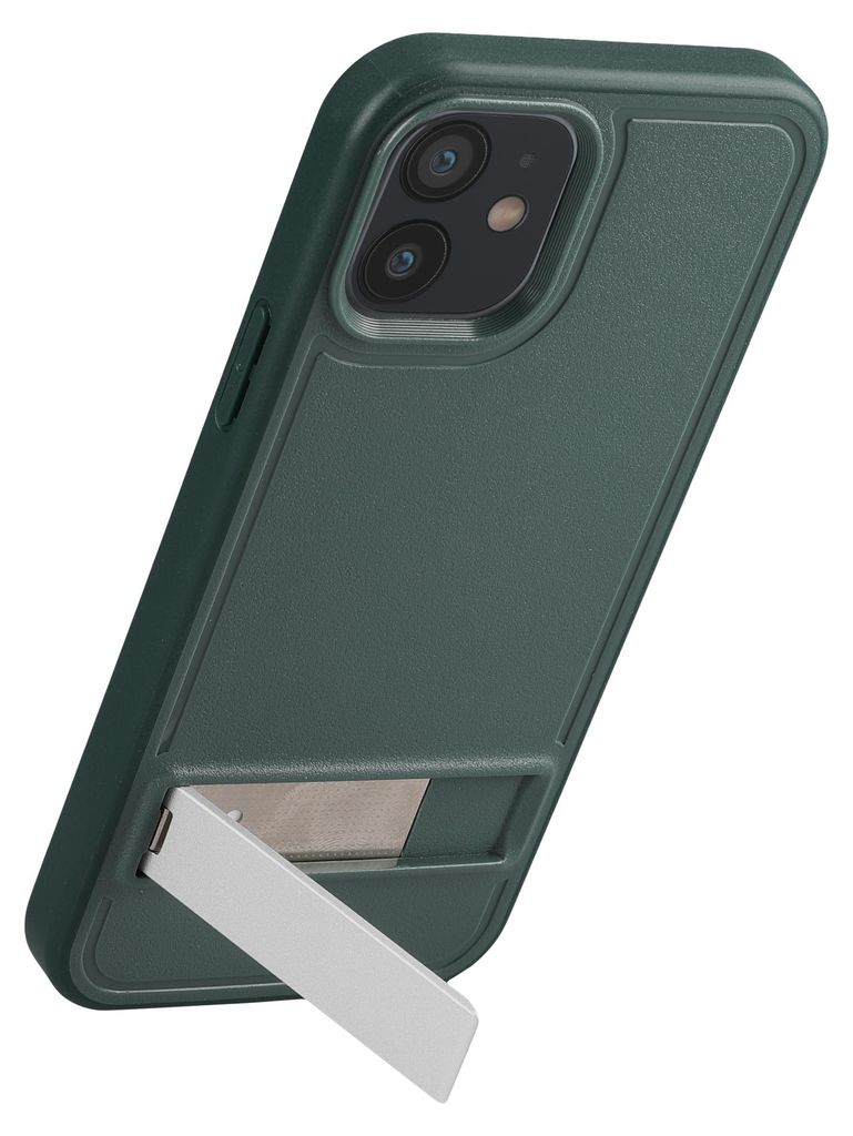 kwmobile Hülle kompatibel mit Apple iPhone 12 / iPhone 12 Pro Hülle - Kunststoff Case mit TPU Bumper - Handy Cover mit ausklappbarem Ständer -