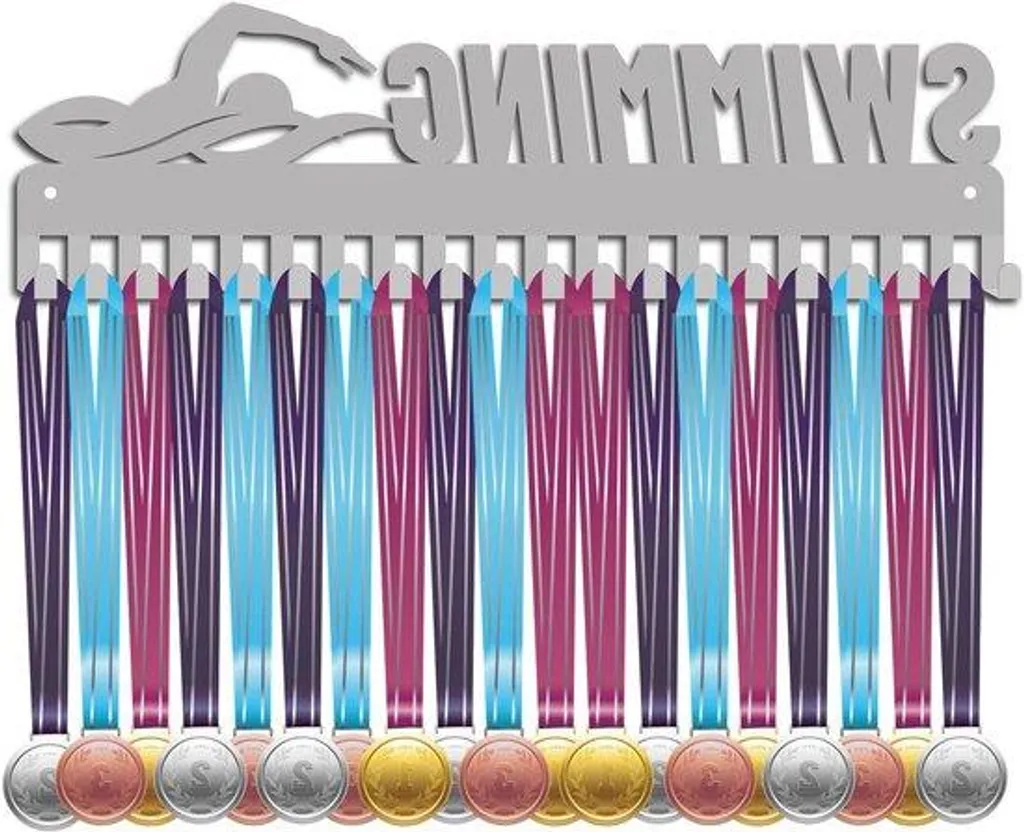 Porte-médaille sport en métal avec 20 crochets pour 40 médailles noir
