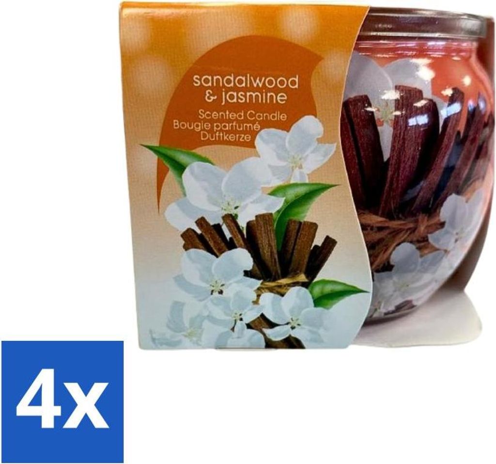 At Home - Düfte - Duftkerze - Sandelholz & Jasmin - 70 g - Vorteilspack - 4 Stücke