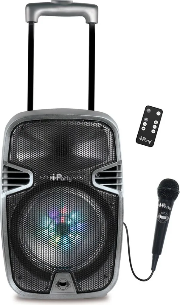 Enceinte Bluetooth Karaoke avec roulettes, LED et micro filaire inclus