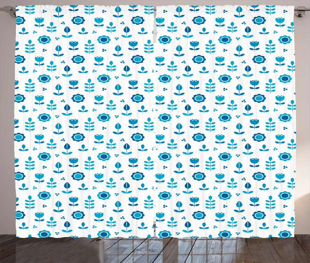 ABAKUHAUS Rideau rustique Art populaire à fronces 280 x 225 cm Bleu