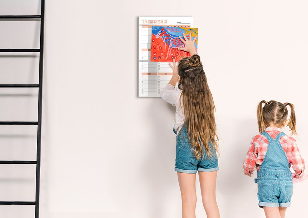 Magnetische Wand-Memo-Tafel - Schwarzer Marker + Schwamm + Magnete - 40 x 60 cm - Reinigungsplaner