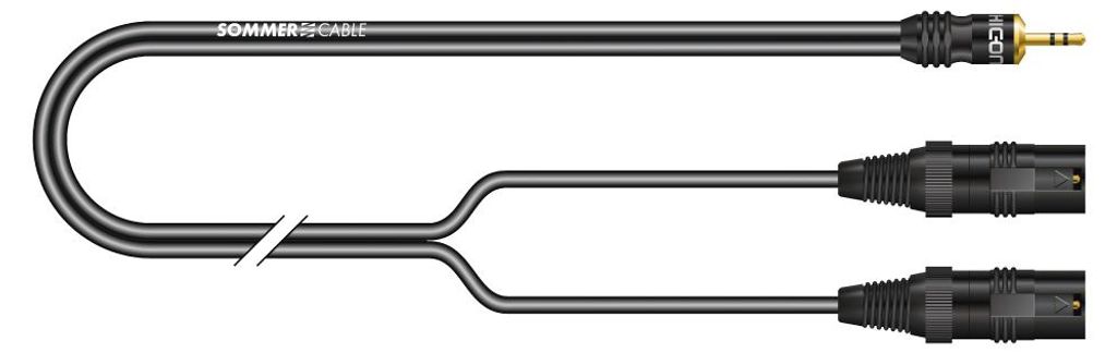 Stereo-Splitkabel SC-Onyx, 1 x 0,25 mm² | XLR / Miniklinke, HICON | 1,00m | schwarz