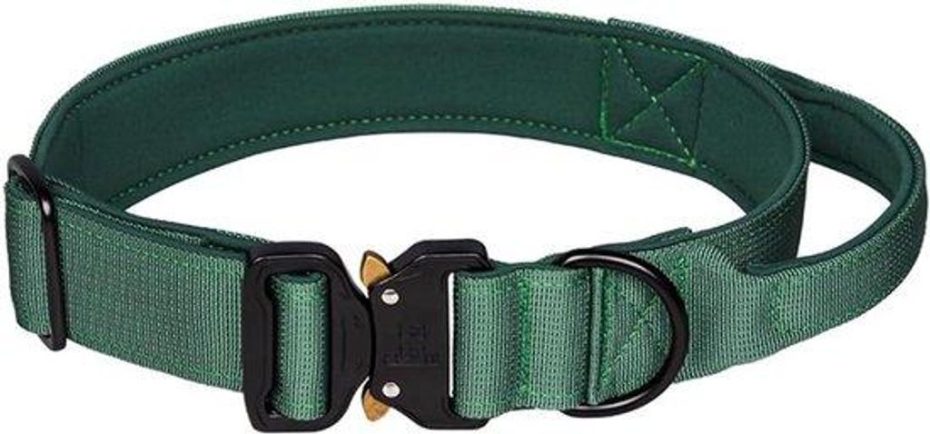 Taktische, verstelbare, militaire Halsband mit Bedienungshebel und schwerem Metallbuckle - Größe L, grün