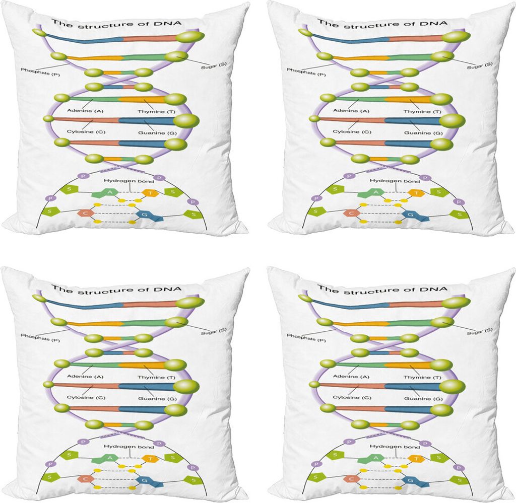 ABAKUHAUS Lehrreich Kissenbezug Set (4 Stück), Genetic Code Fun, Moderner Doppelseitiger Digitaldruck, 60 cm x 60 cm, Mehrfarbig