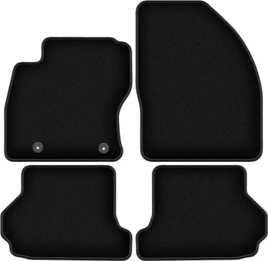 Tappetini in velluto per Ford Focus MK2 (2006-2010, cabriolet) neri, set 4 pz, con fissaggi