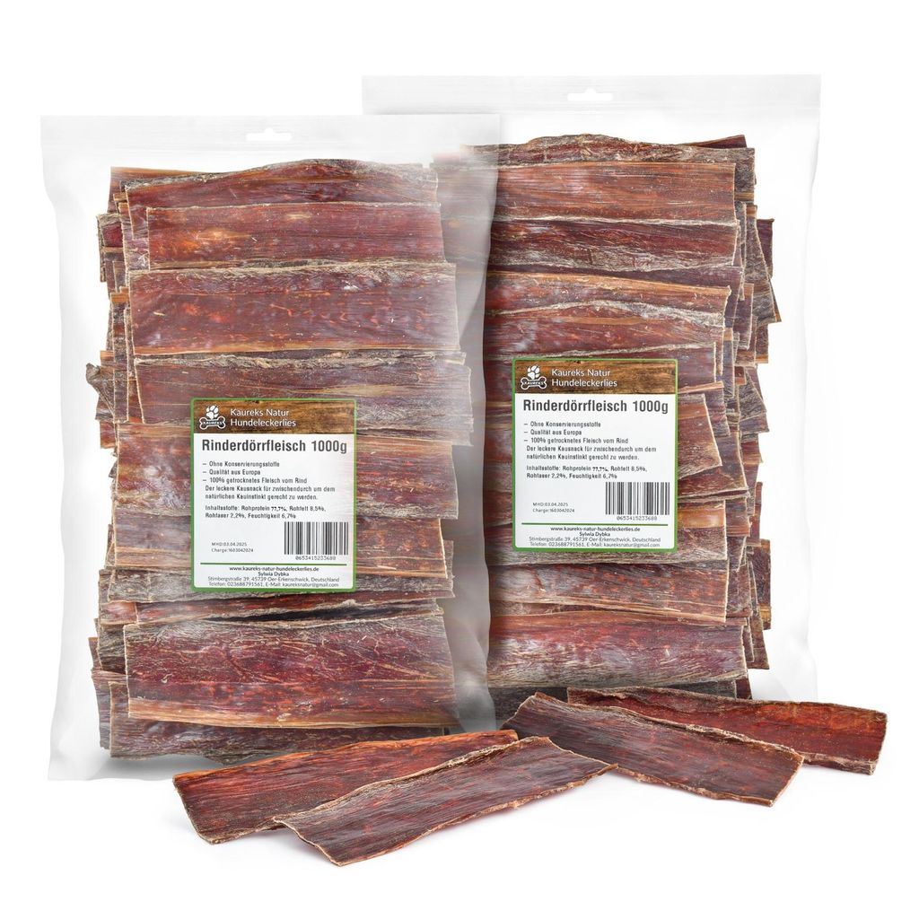 Rinderdörrfleisch 2 kg (2x1kg), Schlund, Kausnack, Produktbild 