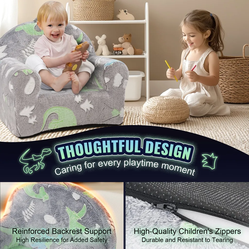 Divano per Bambini Grigio Fosforescente | Poltrona Letto Ergonomica - 5