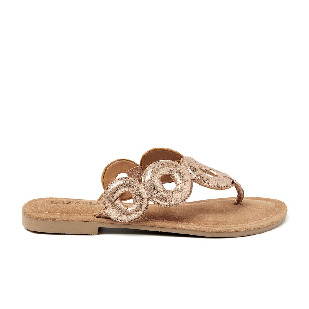 Lazamani Juliet Damen Leder-Zehentrenner Peach Größe 38 Produktbild 
