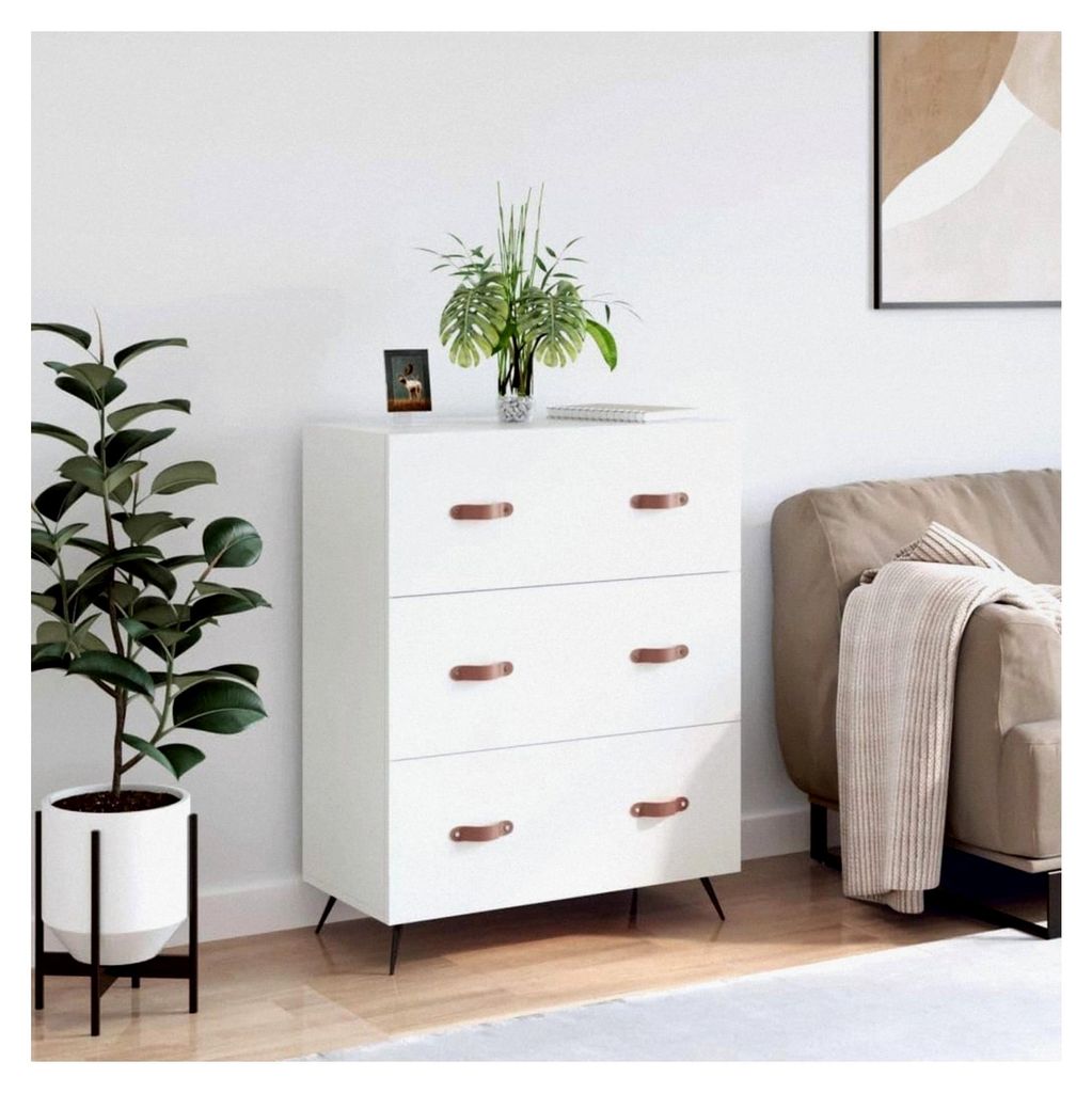 Kommode Weiß 69,5x34x90 cm Holzwerkstoff für Schlafzimmer und Wohnzimmer