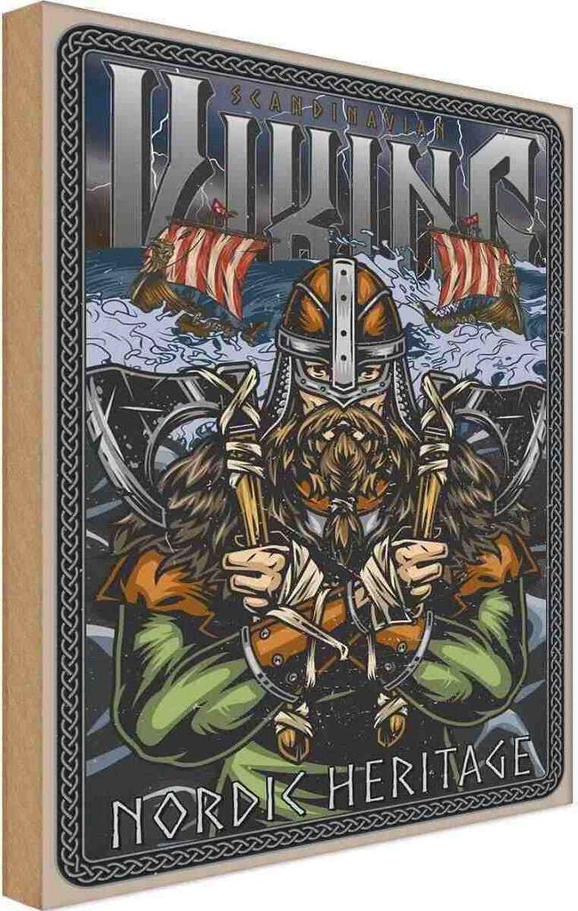 vianmo Holzschild 18x12 cm Wkinger Scandinavian Viking Veritage Dekoration