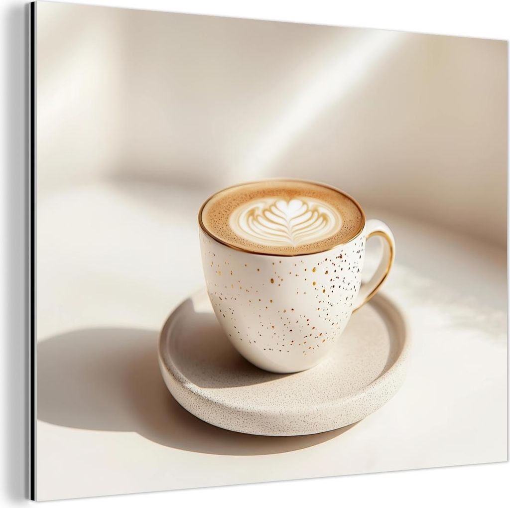 MuchoWow Wanddekoration Metall Metallbild Wandkunst 80x60 cm Cappuccino - Schaumstoff - Schale - Beige MuchoWow Aluminium Gemälde - Alubild
